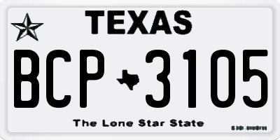 TX license plate BCP3105