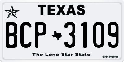 TX license plate BCP3109