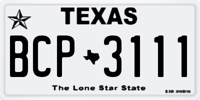 TX license plate BCP3111