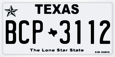 TX license plate BCP3112