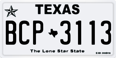 TX license plate BCP3113