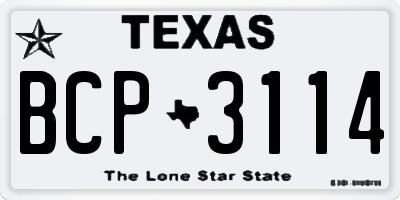 TX license plate BCP3114