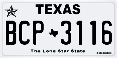TX license plate BCP3116