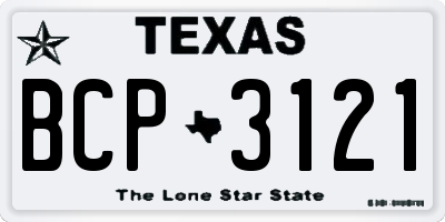 TX license plate BCP3121