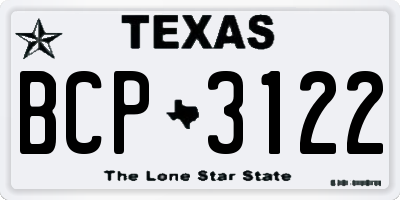 TX license plate BCP3122