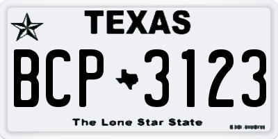 TX license plate BCP3123