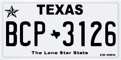 TX license plate BCP3126