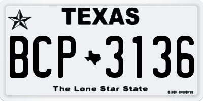 TX license plate BCP3136