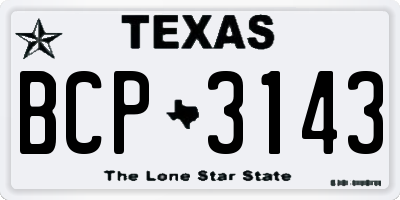 TX license plate BCP3143