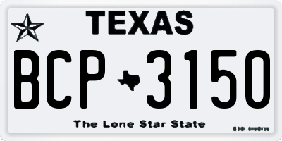 TX license plate BCP3150