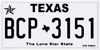 TX license plate BCP3151