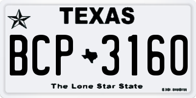 TX license plate BCP3160