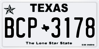 TX license plate BCP3178