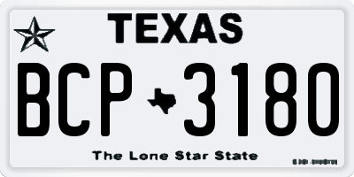 TX license plate BCP3180