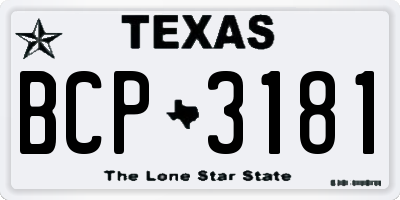 TX license plate BCP3181