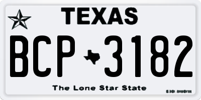 TX license plate BCP3182