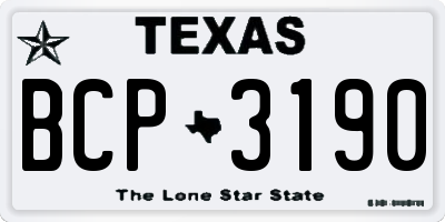TX license plate BCP3190