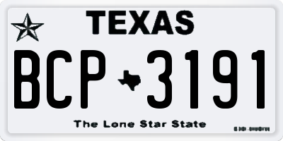 TX license plate BCP3191