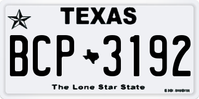 TX license plate BCP3192