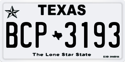 TX license plate BCP3193