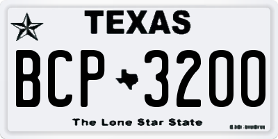 TX license plate BCP3200