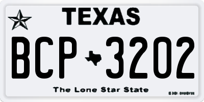 TX license plate BCP3202