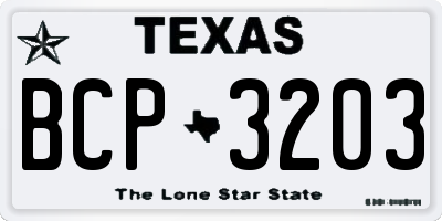 TX license plate BCP3203