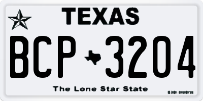 TX license plate BCP3204