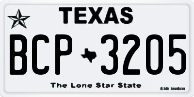 TX license plate BCP3205