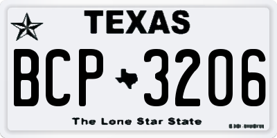 TX license plate BCP3206