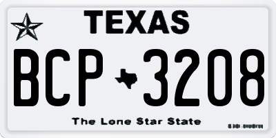 TX license plate BCP3208
