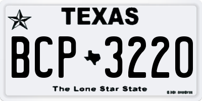 TX license plate BCP3220