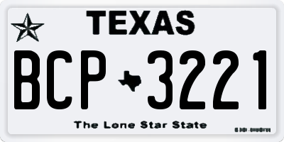 TX license plate BCP3221