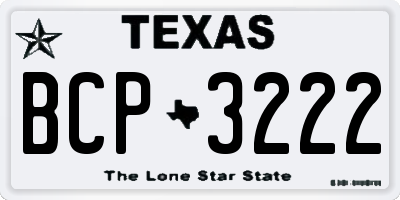 TX license plate BCP3222