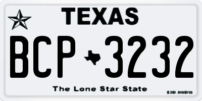 TX license plate BCP3232