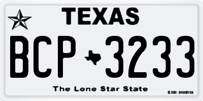 TX license plate BCP3233