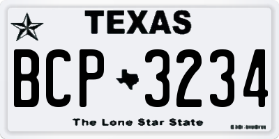 TX license plate BCP3234