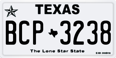 TX license plate BCP3238