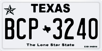 TX license plate BCP3240