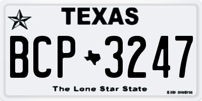 TX license plate BCP3247