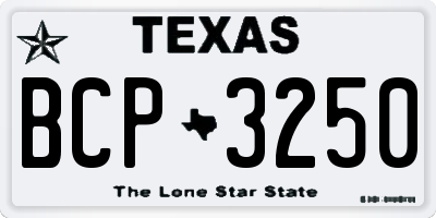 TX license plate BCP3250
