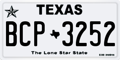 TX license plate BCP3252