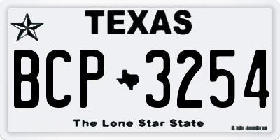 TX license plate BCP3254