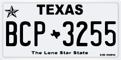 TX license plate BCP3255