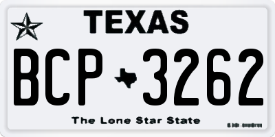 TX license plate BCP3262