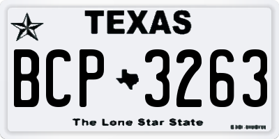 TX license plate BCP3263