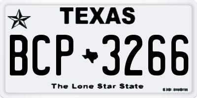 TX license plate BCP3266