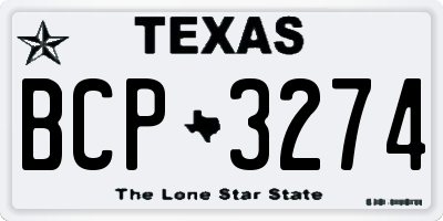 TX license plate BCP3274