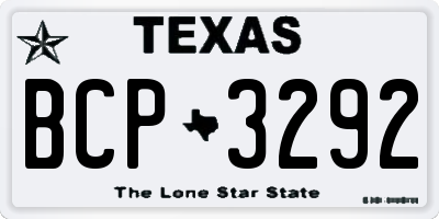 TX license plate BCP3292