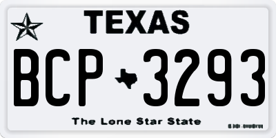 TX license plate BCP3293